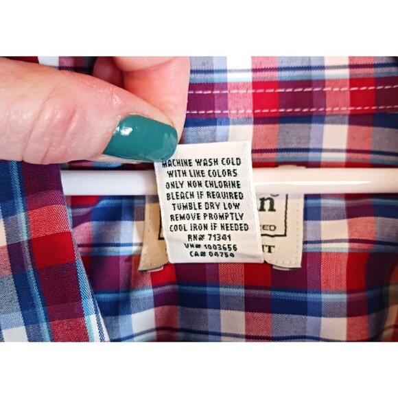 L.L. Bean Plaid Short Sleeve Cotton Button Men's Shirt Size M - Picture 5 of 5